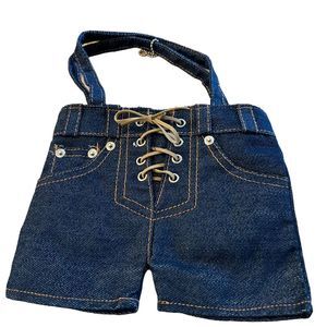 Small Blue Jean Purse Handbag Zipper Closure Faux Lace Up Look Clutch‎ Size Bag